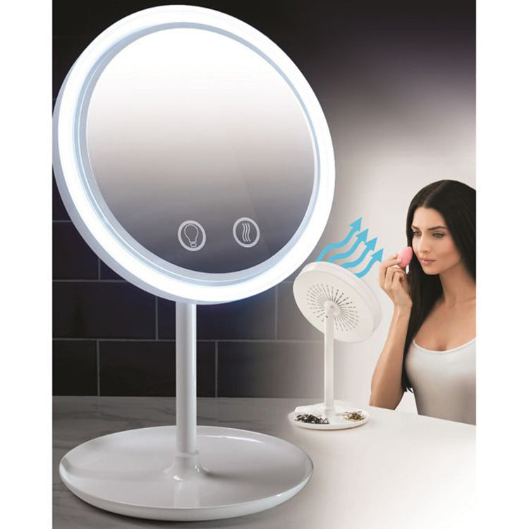 Illuminated Makeup Mirror with Built-in Fan