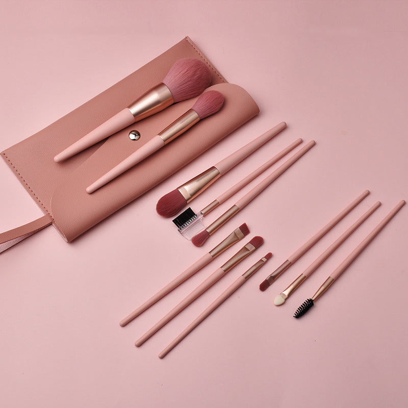 12 nude pink make-up brushes with its pouch