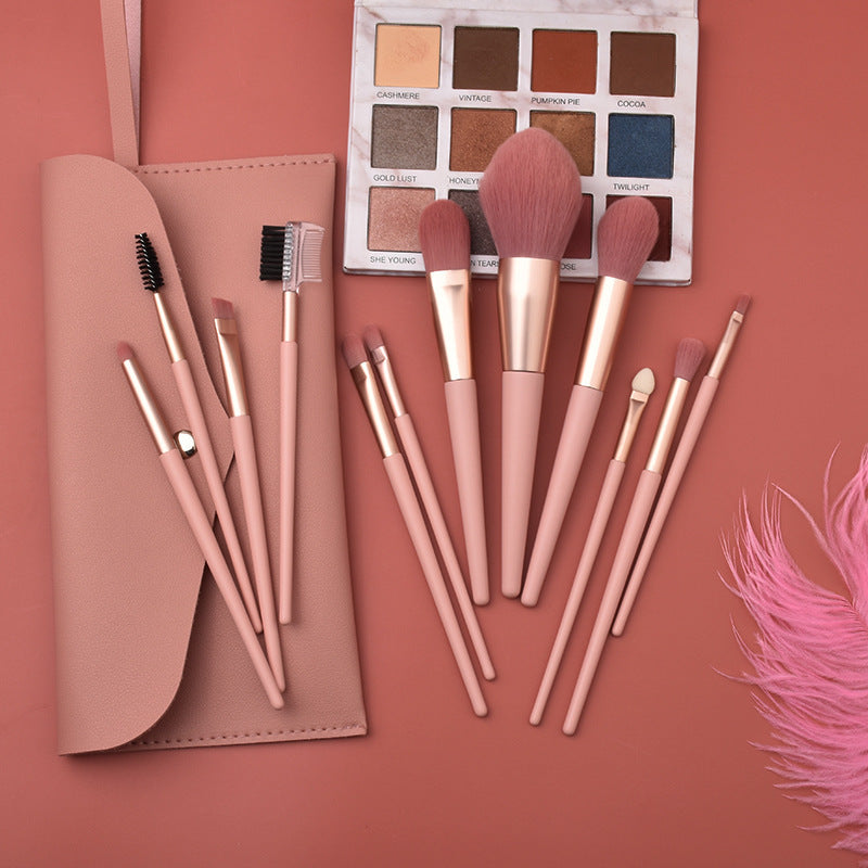 12 make-up brush rose nude avec sa pochette