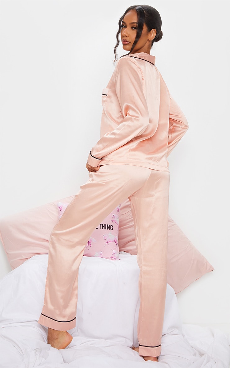 Luxury pink satin pajamas