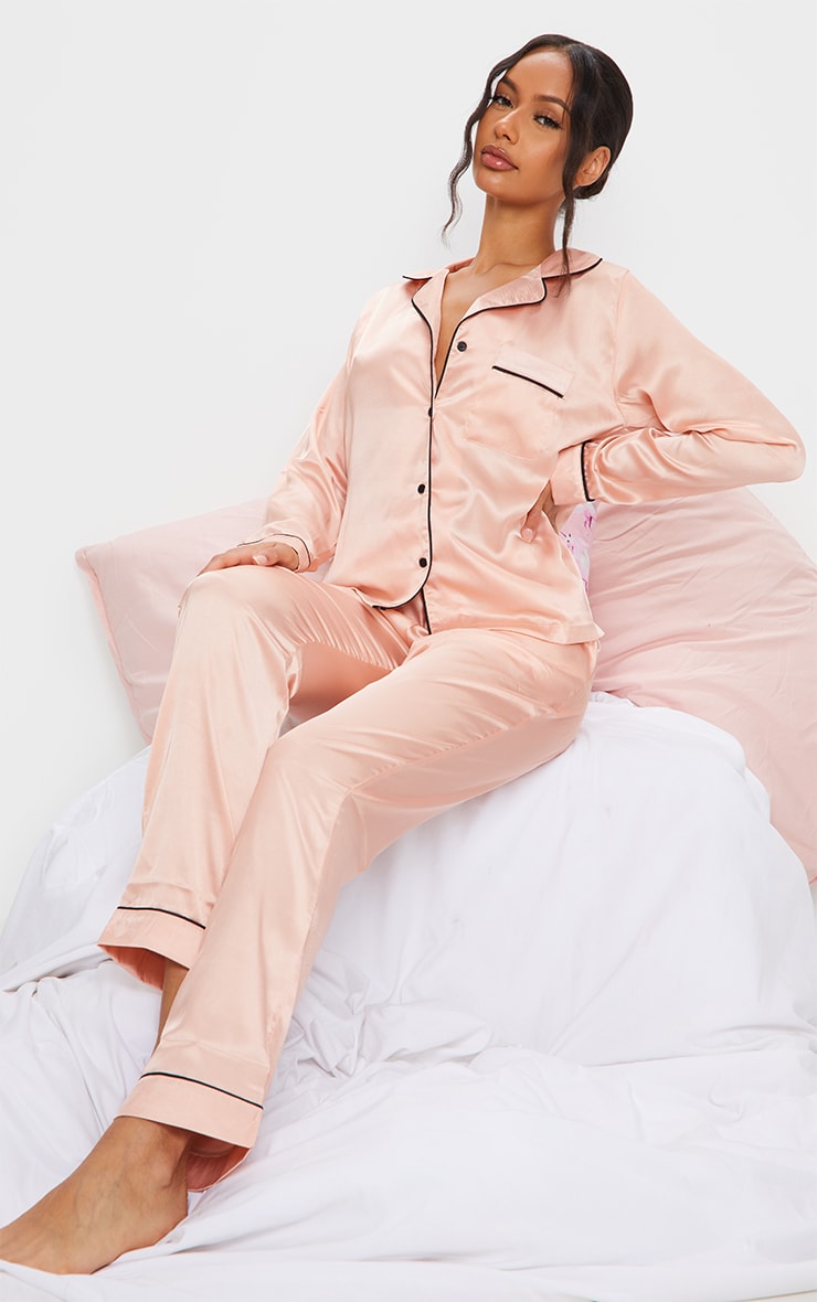 Luxury pink satin pajamas