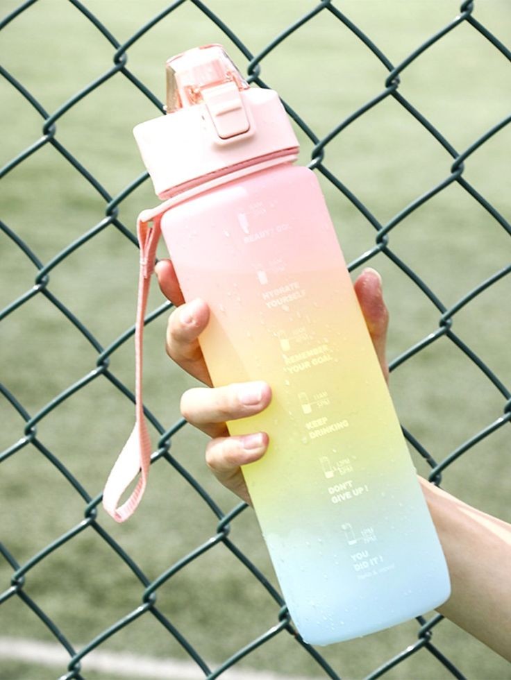 Colorful Gradient Water Bottle Scrub Sports Water Bottle Portable Handle Direct Drink Car Cup 1000ml Bounce Cover