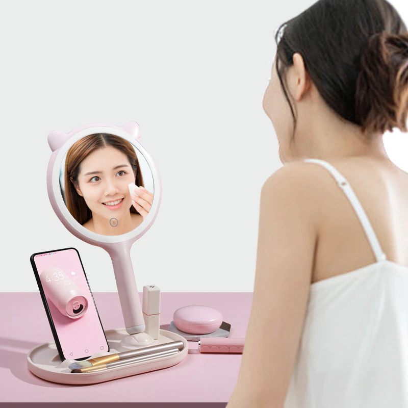 Miroir de Maquillage LED 3 lumières differentes à Grossissement X5 avec support pour Make-up