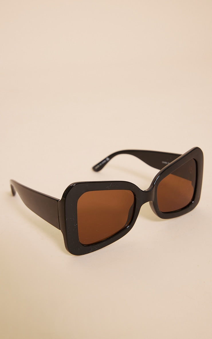 Mocha Brown Oversized Flared Sunglasses