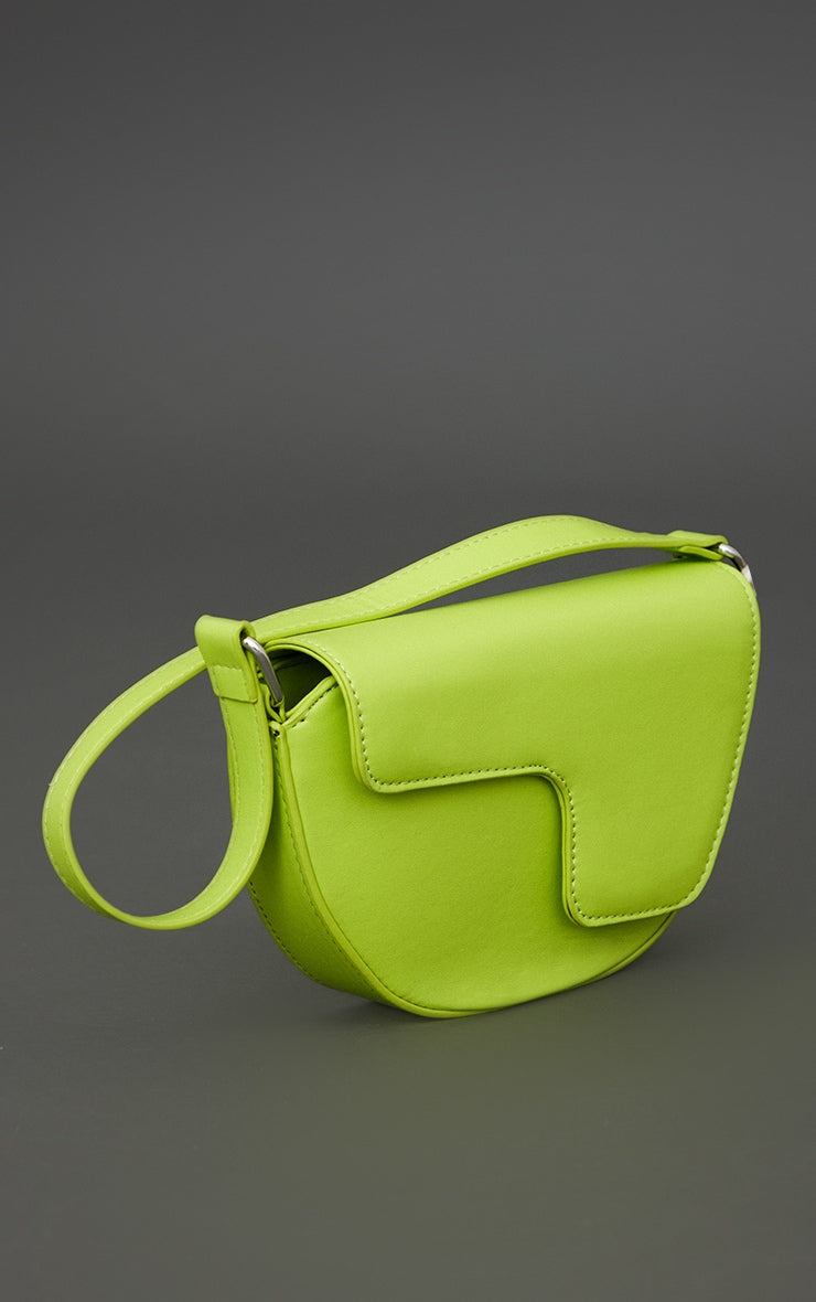 Lime Green Cutout Flap Shoulder Bag