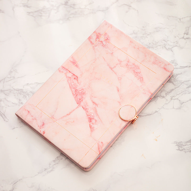 Marble Notebook Metal Magnetic Buckle Notepad Leather Hand Ledger Creative Simple Gift Office Diary