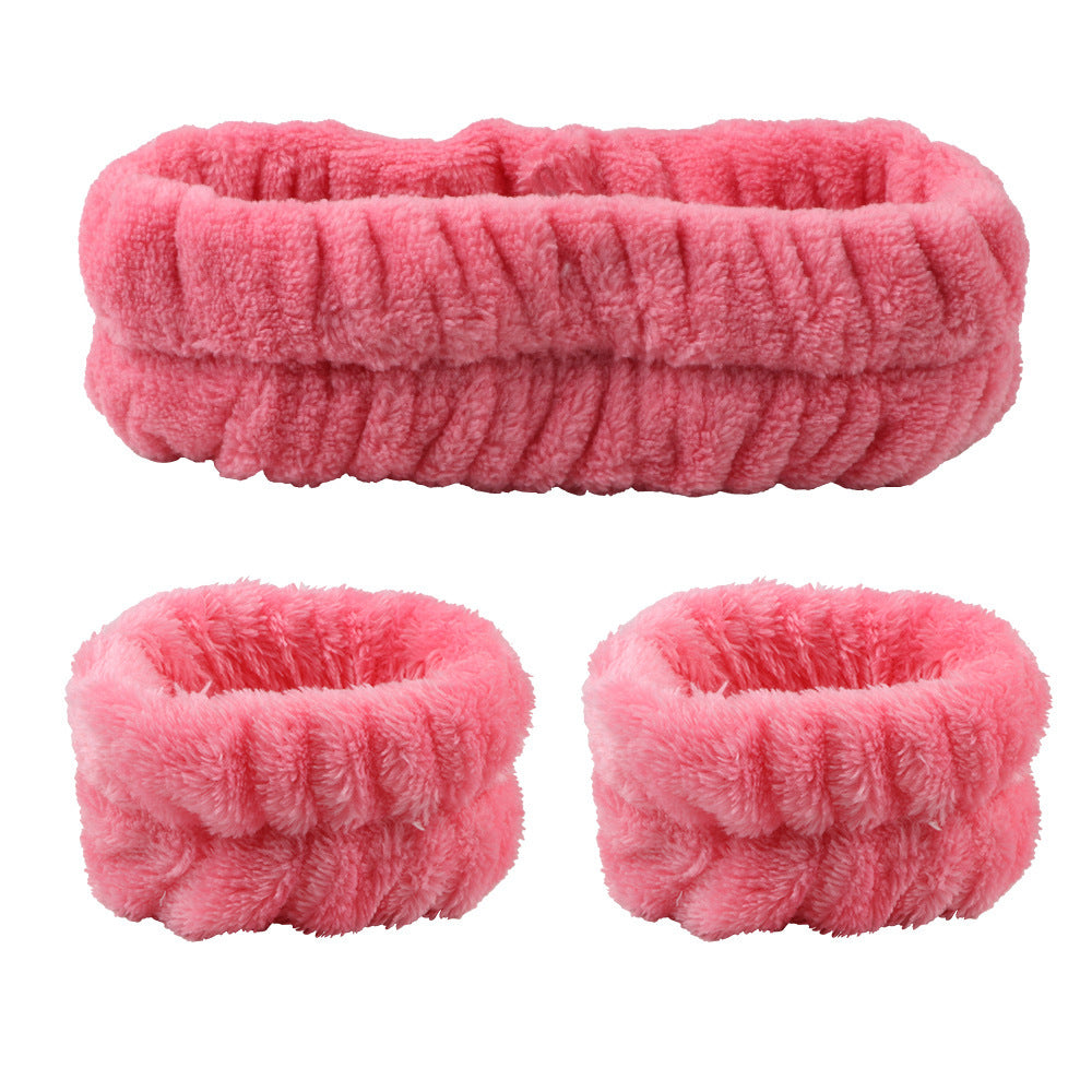 Microfiber Absorbent Headband and Wristbands for Face Washing