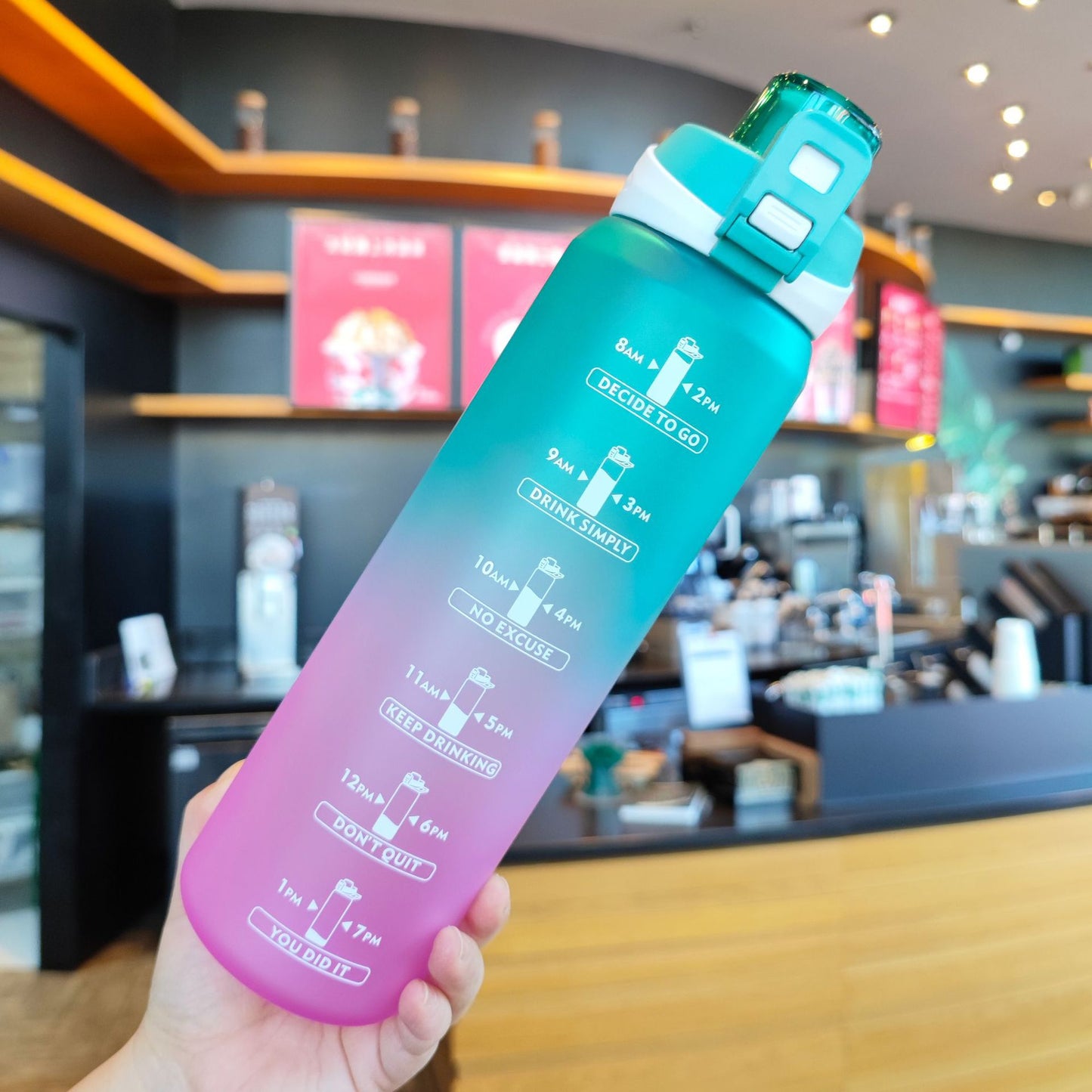 Colorful Gradient Water Bottle Scrub Sports Water Bottle Portable Handle Direct Drink Car Cup 1000ml Bounce Cover