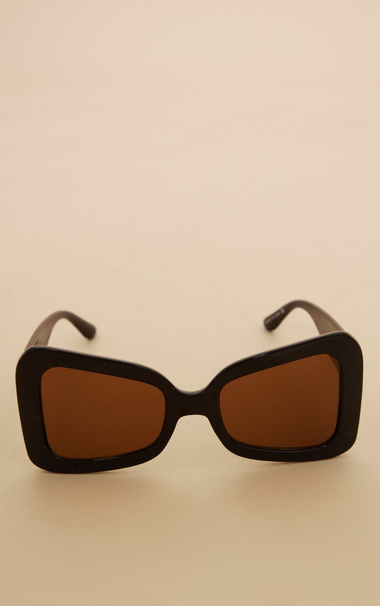 Mocha Brown Oversized Flared Sunglasses